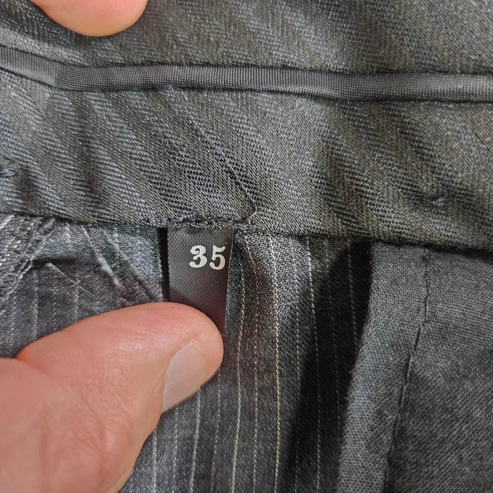John Varvatos USA Bedford Suit Mens 42R Grey Pinstripe 100% Wool 2PC 35x28 Pants